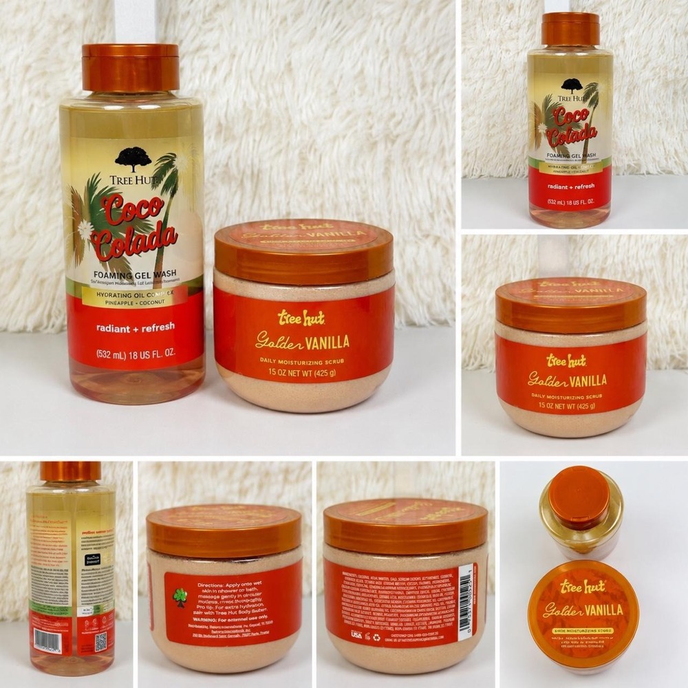 Tree Hut Body Care Duo Coco Colada Foaming Gel Wash & Golden Vanilla Scrub Set